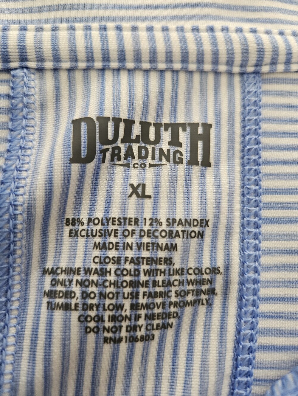 Duluth Trading Co Womens Pier Genius Dress XL Light Blue Striped Full Zip Tunic - Picture 4 of 5